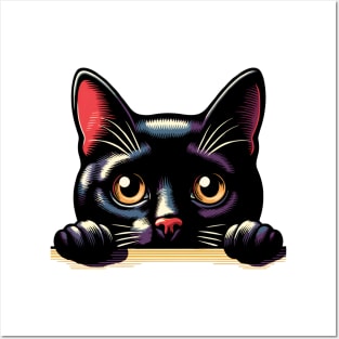 Shy Black Cat Posters and Art